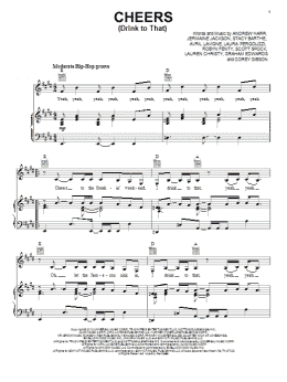 page one of Cheers (Drink To That) (Piano, Vocal & Guitar Chords (Right-Hand Melody))