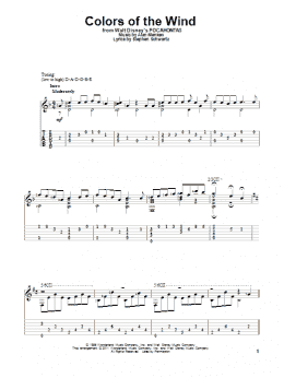 page one of Colors Of The Wind (from Pocahontas) (Solo Guitar)