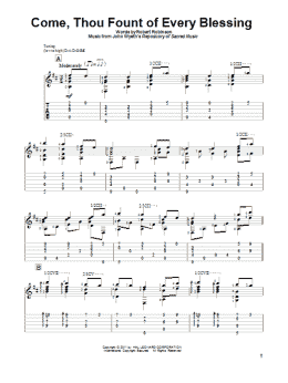 page one of Come, Thou Fount Of Every Blessing (Solo Guitar)