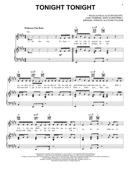 page one of Tonight Tonight (Piano, Vocal & Guitar Chords (Right-Hand Melody))