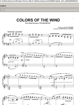 page one of Colors Of The Wind (from Pocahontas) (Piano Solo)