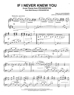 page one of If I Never Knew You (End Title) (from Pocahontas) (Piano Solo)