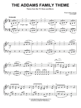 page one of The Addams Family Theme (Piano Solo)