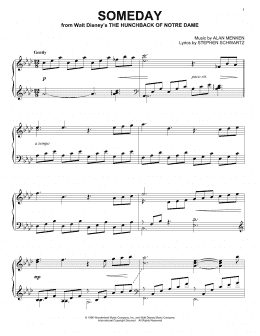 page one of Someday (from The Hunchback Of Notre Dame) (Piano Solo)