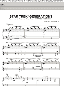 page one of Star Trek Generations (Piano Solo)