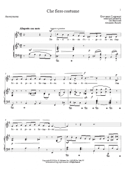 page one of Che Fiero Costume (Piano & Vocal)