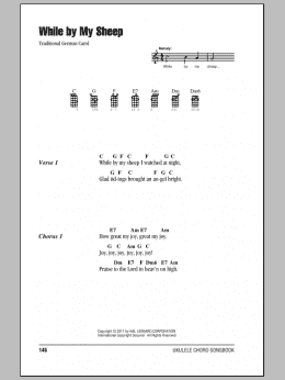 page one of While By My Sheep (Ukulele Chords/Lyrics)