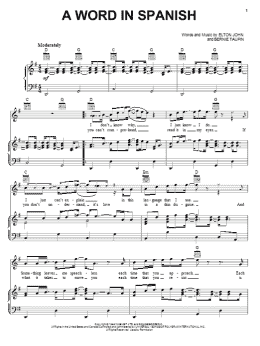 page one of A Word In Spanish (Piano, Vocal & Guitar Chords (Right-Hand Melody))