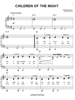 page one of Children Of The Night (Easy Piano)