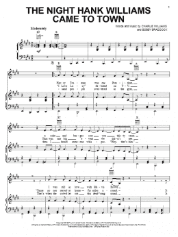page one of The Night Hank Williams Came To Town (Piano, Vocal & Guitar Chords (Right-Hand Melody))