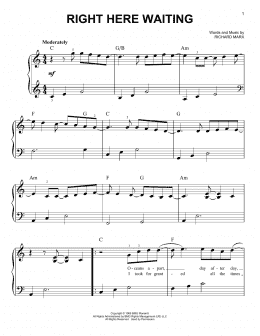 page one of Right Here Waiting (Easy Piano)