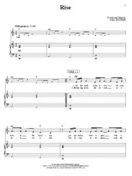 page one of Rise (Piano, Vocal & Guitar Chords (Right-Hand Melody))