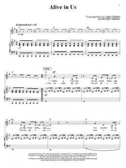 page one of Alive In Us (Piano, Vocal & Guitar Chords (Right-Hand Melody))