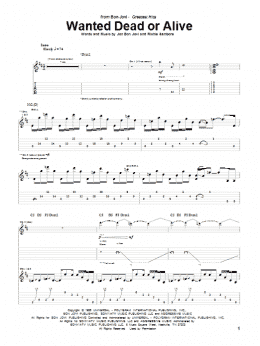 page one of Wanted Dead Or Alive (Guitar Tab)