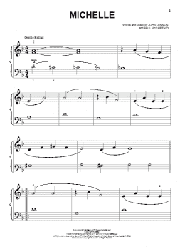 page one of Michelle (Beginning Piano Solo)