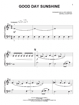 page one of Good Day Sunshine (Beginning Piano Solo)