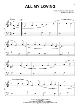 page one of All My Loving (Beginning Piano Solo)