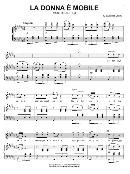 page one of La Donna e Mobile (Piano & Vocal)