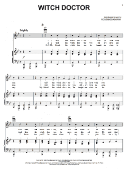 page one of Witch Doctor (Piano, Vocal & Guitar Chords (Right-Hand Melody))