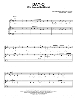page one of Day-O (The Banana Boat Song) (Piano, Vocal & Guitar Chords (Right-Hand Melody))