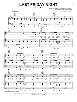 page one of Last Friday Night (T.G.I.F.) (Piano, Vocal & Guitar Chords (Right-Hand Melody))
