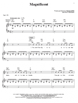 page one of Magnificent (Piano, Vocal & Guitar Chords (Right-Hand Melody))