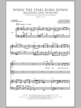 page one of When The Stars Burn Down (Blessing And Honor) (SATB Choir)