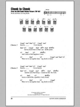 page one of Cheek To Cheek (Guitar Chords/Lyrics)
