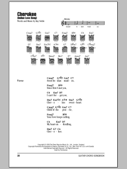 page one of Cherokee (Indian Love Song) (Guitar Chords/Lyrics)