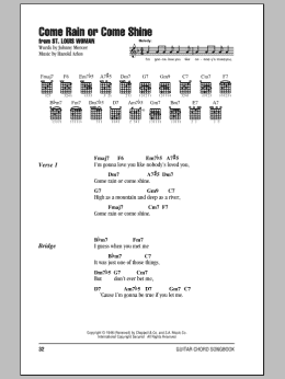 page one of Come Rain Or Come Shine (Guitar Chords/Lyrics)
