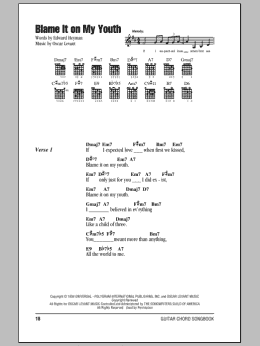 page one of Blame It On My Youth (Guitar Chords/Lyrics)