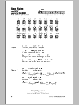 page one of Blue Skies (Guitar Chords/Lyrics)