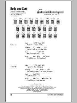 page one of Body And Soul (Guitar Chords/Lyrics)