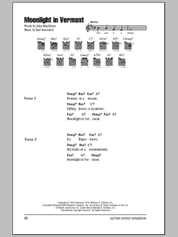 page one of Moonlight In Vermont (Guitar Chords/Lyrics)