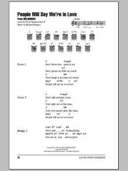 page one of People Will Say We're In Love (from Oklahoma!) (Guitar Chords/Lyrics)