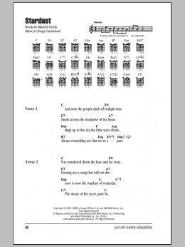 page one of Stardust (Guitar Chords/Lyrics)