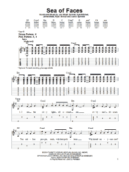 page one of Sea Of Faces (Easy Guitar Tab)