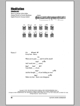 page one of Meditation (Meditacao) (Guitar Chords/Lyrics)