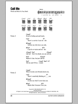 page one of Call Me (Guitar Chords/Lyrics)