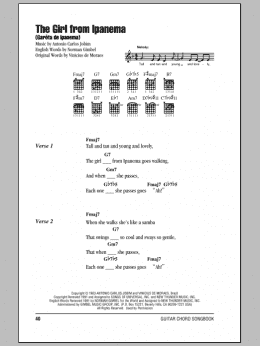 page one of The Girl From Ipanema (Garota De Ipanema) (Guitar Chords/Lyrics)