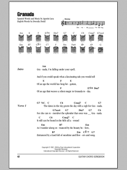page one of Granada (Guitar Chords/Lyrics)
