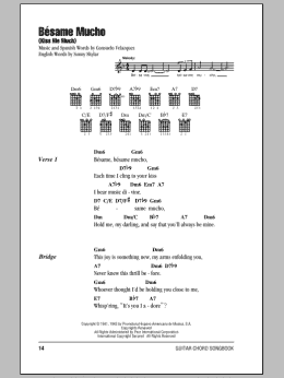 page one of Besame Mucho (Kiss Me Much) (Guitar Chords/Lyrics)