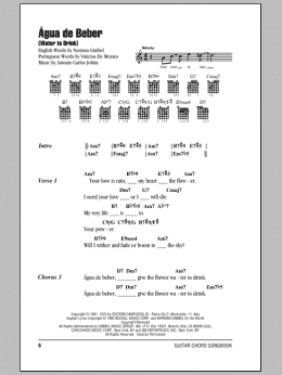 page one of Agua De Beber (Water To Drink) (Guitar Chords/Lyrics)