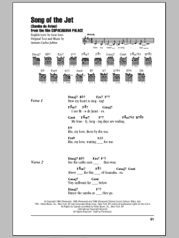 page one of Song Of The Jet (Samba do Aviao) (Guitar Chords/Lyrics)