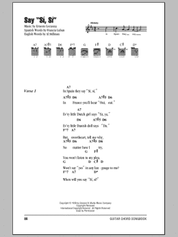 page one of Say "Si, Si" (Guitar Chords/Lyrics)