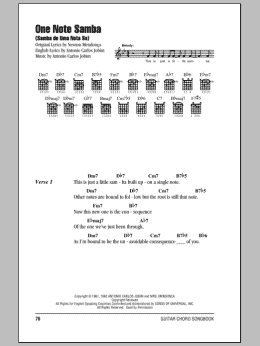 page one of One Note Samba (Samba De Uma Nota So) (Guitar Chords/Lyrics)