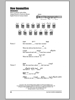 page one of How Insensitive (Insensatez) (Guitar Chords/Lyrics)