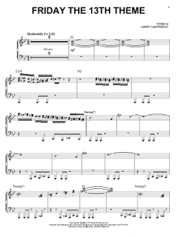 page one of Friday The 13th Theme (Piano Solo)
