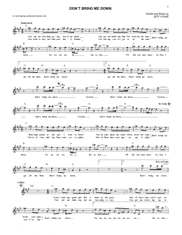 page one of Don't Bring Me Down (Lead Sheet / Fake Book)