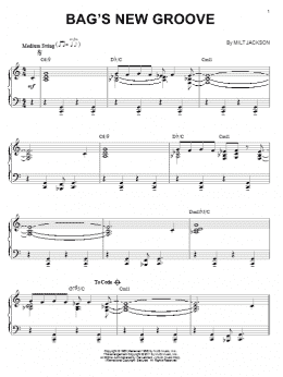 page one of Bag's New Groove (arr. Brent Edstrom) (Piano Solo)